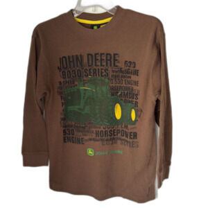 John Deere Long Sleeve Waffle Knit Crewneck Boys Size M 10/12